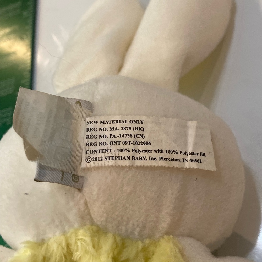 Rare Stephan Baby Lovey Bunny Rabbit Security Blanket Yellow White plush Blankie - Picture 9 of 11